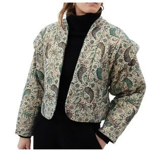 MariaCher Beige Brown Green Paisley Quilted Miranda Jacket Alicante size S NEW